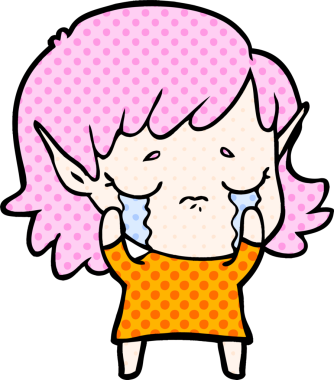 Bir insan tarafından çizilmiş ağlayan elf kızı.