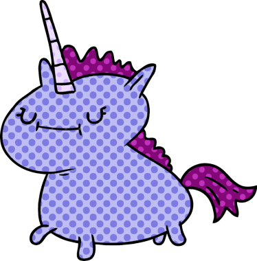 Bir insan tarafından çizilmiş sihirli bir tek boynuzlu atın el çizimi karalaması.