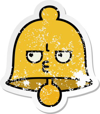 Bir insan tarafından çizilmiş sevimli bir çanın sıkıntılı çıkartması.