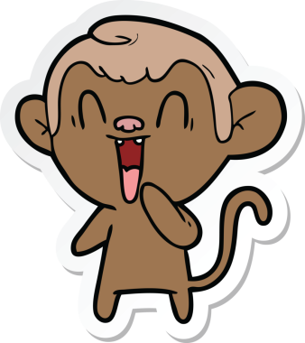 Bir insan tarafından çizilmiş gülen maymun çıkartması.