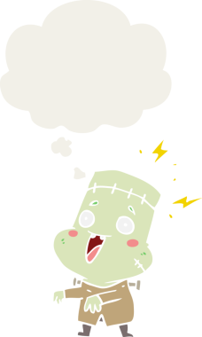 Düşünce baloncuğu olan bir insan tarafından çizilmiş ölümsüz canavar adam.