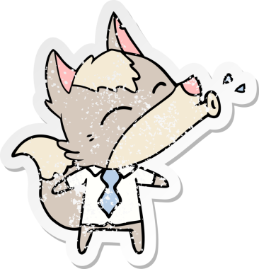 Bir insan tarafından çizilmiş uluyan kurt patron çizgi filminin sıkıntılı çıkartması.