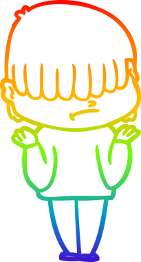 Bir insan tarafından çizilmiş dağınık saçlı bir çizgi film çocuğunun çizimi.