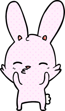 Bir insan tarafından çizilmiş garip sallanan tavşan çizgi filmi.