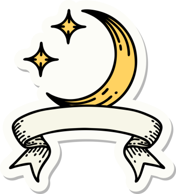 Bir ay bayrağı ve bir insan tarafından çizilmiş yıldızlı dövme stili.