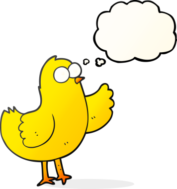 Bir insan tarafından çizilmiş serbest çizim balon karikatür kuşu.