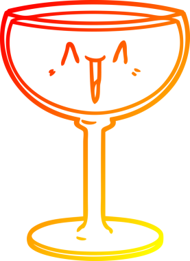 Bir insan tarafından çizilmiş bir bardak şarabın sıcak gradyan çizgisi