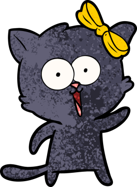 Bir insan tarafından çizilmiş çizgi film kedisi.