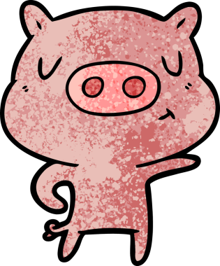 Bir insan tarafından çizilmiş çizgi film domuzu.