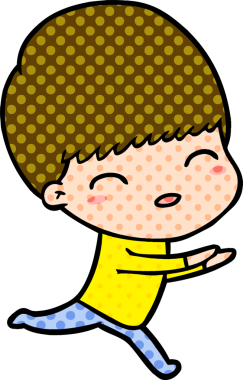 Bir insan tarafından çizilmiş mutlu çizgi film çocuğu.