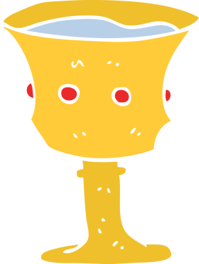 Bir insan tarafından çizilmiş ortaçağ bardağının düz renk çizimi