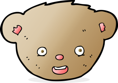 Bir insan tarafından çizilmiş oyuncak ayı yüzü.