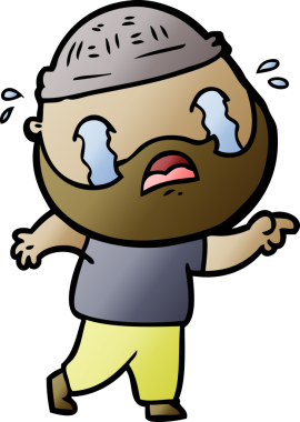 Çizgi film sakallı adam bir insan tarafından çizilmiş ağlıyor.