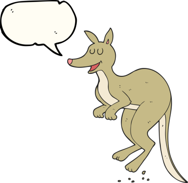 Bir insan tarafından çizilmiş serbest konuşma balonu çizgi filmi kangurusu.