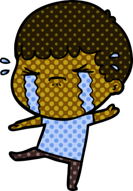 Bir insan tarafından çizilmiş ağlayan çizgi film adamı.