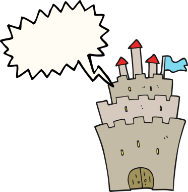 Bir insan tarafından çizilmiş serbest konuşma balonu karikatürü şatosu