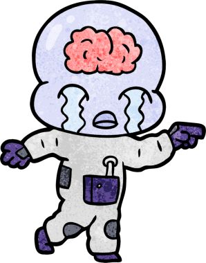 Bir insan tarafından çizilmiş koca beyinli bir uzaylı ağlaması.