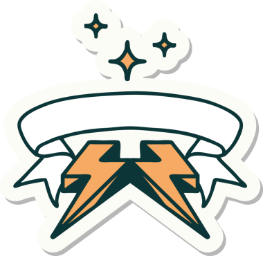 Bir insan tarafından çizilmiş yıldırımlı dövme stili etiketi