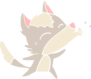 Uluyan Kurt düz renkli çizgi film bir insan tarafından çizildi.