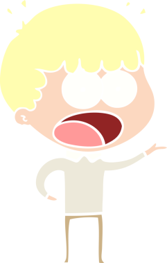 Düz renkli çizgi film bir insan tarafından çizilmiş.