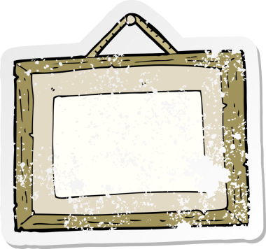 Bir insan tarafından çizilmiş bir karikatür çerçevesinin gerilimli çıkartması.