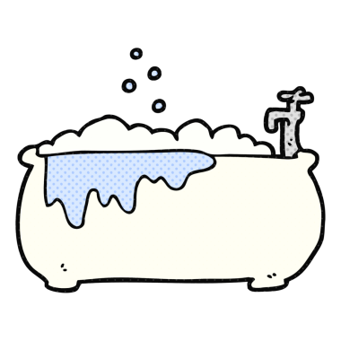 Bir insan tarafından çizilmiş bir karikatür banyosu