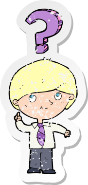 Bir insan tarafından çizilmiş bir karikatür öğrencisinin sıkıntılı retro yapıştırması.