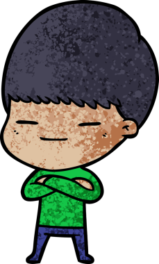 Bir insan tarafından çizilmiş kendini beğenmiş bir çocuk.