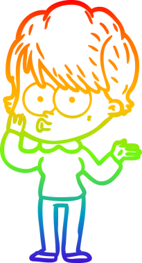 gökkuşağı gradyan çizimi bir insan tarafından çizilmiş bir karikatür kadın