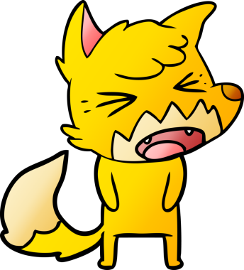 Bir insan tarafından çizilmiş tilki çizgi film karakteri