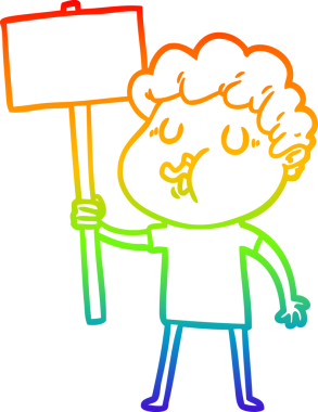 Gökkuşağı gradyan çizimi bir insan tarafından çizilmiş bir çizgi film karakteri.