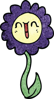 Bir insan tarafından çizilmiş mutlu bir çiçek.