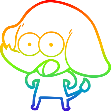 Gökkuşağı gradyan çizgisi bir insan tarafından çizilmiş şirin bir fil çizimi