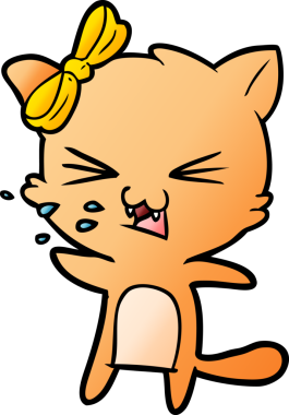 Bir insan tarafından çizilmiş çizgi film kedisi.