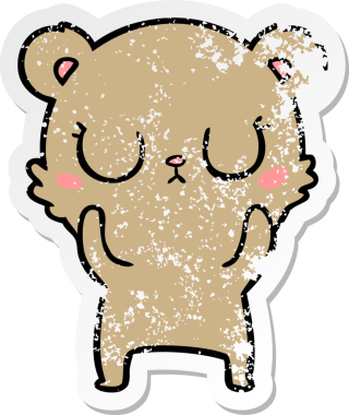 Bir insan tarafından çizilmiş barışçıl bir ayının sıkıntılı çıkartması.