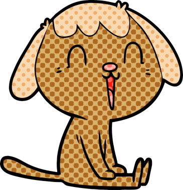 Bir insan tarafından çizilmiş şirin bir çizgi film köpeği.