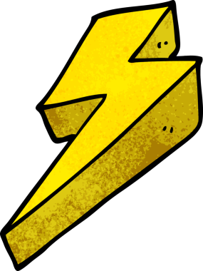 Bir insan tarafından çizilmiş karalama şimşekleri.