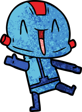 Bir insan tarafından çizilmiş çizgi film robotu