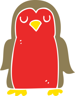 Bir insan tarafından çizilmiş noel ardıçkuşunun düz renk çizimi