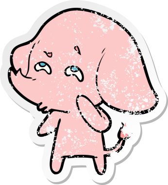 Bir insan tarafından çizilmiş karikatür filinin sıkıntılı çıkartması