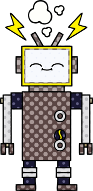 bir insan tarafından çizilmiş bir robotun çizgi roman tarzı