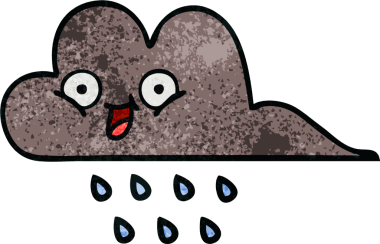 Bir insan tarafından çizilmiş fırtına yağmur bulutunun retro grunge desen karikatürü