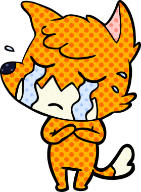 Bir insan tarafından çizilmiş ağlayan tilki çizgi filmi.