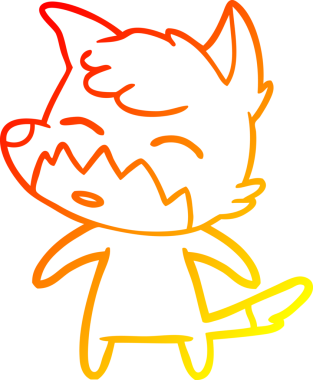 Bir insan tarafından çizilmiş bir tilkinin sıcak çizgi çizimi