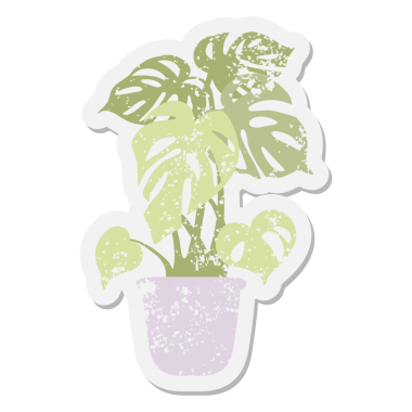 Bir insan tarafından çizilmiş canavar bitkisi grunge etiketi.