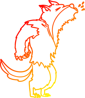 Bir insan tarafından çizilen uluyan kurtadamın sıcak çizgi çizimi