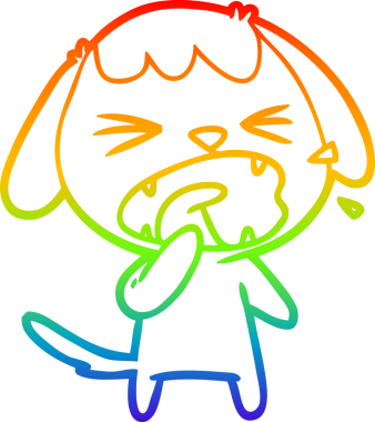 Gökkuşağı gradyan çizgisi bir insan tarafından çizilmiş şirin bir çizgi köpek havlaması.