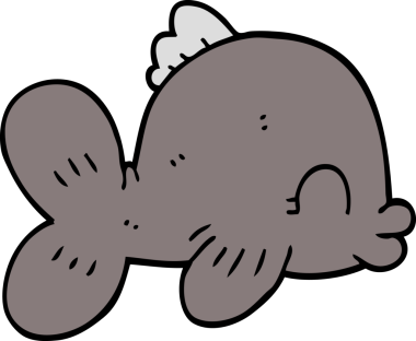 Bir insan tarafından çizilmiş komik karikatür balığı.