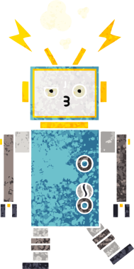 Bir insan tarafından çizilmiş bir robotun retro çizim tarzı karikatürü