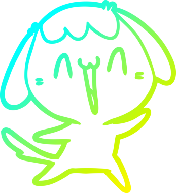 Bir insan tarafından çizilmiş şirin bir çizgi köpeğin soğuk gradyan çizgisi.